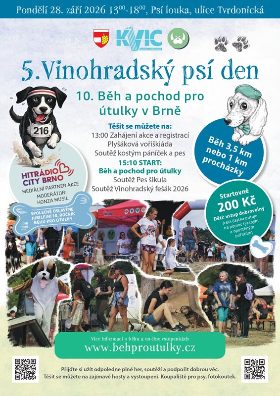 5. Vinohradský psí den a 10. Běh a pochod pro útulky v Brně